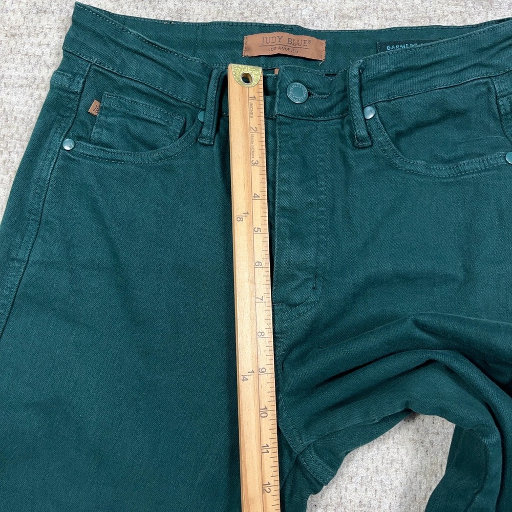 Judy Blue Jeans Women 7 28 Green Wide Leg Crop Tummy Control Garment Dyed - Picture 9 of 13